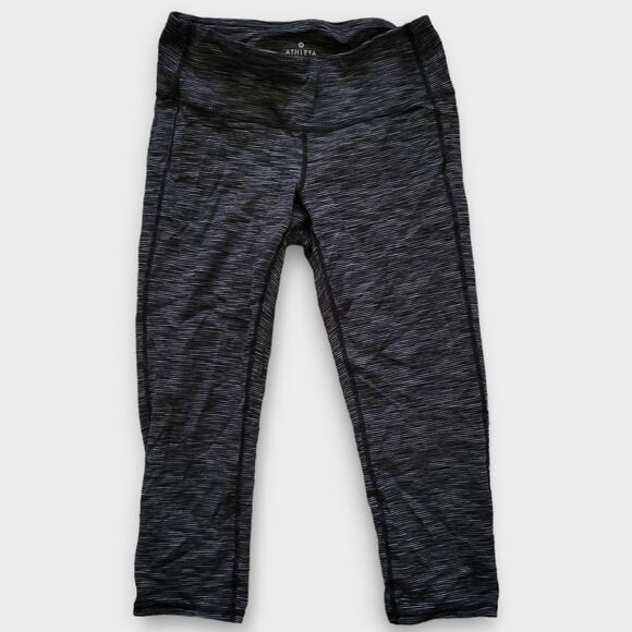 Athleta Power Up Capri Leggings Mid Rise Black Grey Active Women Sz S - Picture 2 of 5